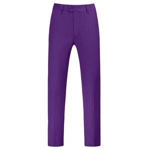 Purple Dress Pants Slim Fit Flat Front Chino Business Wedding Suit Pants